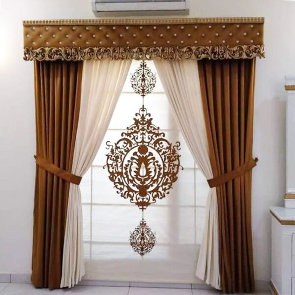 Blind Curtains Velvet Fabric Laser Cut Art – Mustard – @ Per Sqr Ft