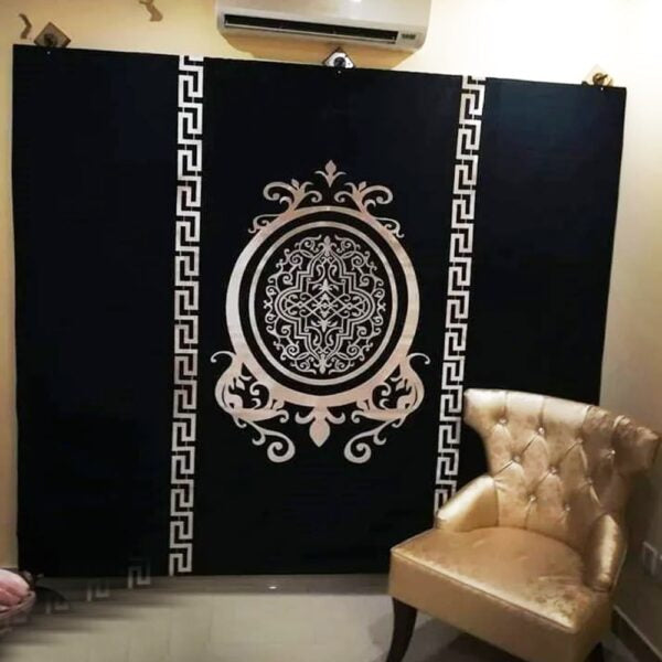 Blind Curtains Velvet Fabric Laser Cut Art – Black Versace – @ Per Sqr Ft