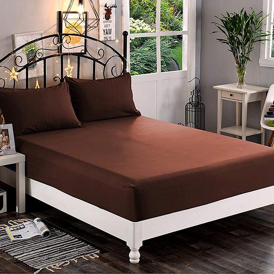 Dark Brown Percale Cotton Fitted Bedsheet