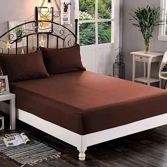 Dark Brown Percale Cotton Fitted Bedsheet