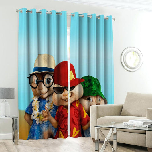 Alvin Chipmunks Kids Room Curtains - 1 Curtain (Not included 2 Curtains) - Digital Print