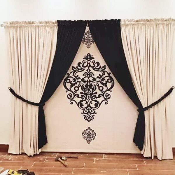 Blind Curtains Velvet Fabric Laser Cut Art – Black Design – @ Per Sqr Ft)