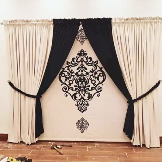 Blind Curtains Velvet Fabric Laser Cut Art – Black Design – @ Per Sqr Ft)