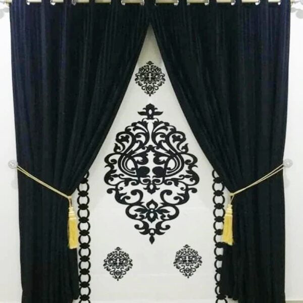 Blind Curtains Velvet Fabric Laser Cut Art – Black & White – @ Per Sqr Ft