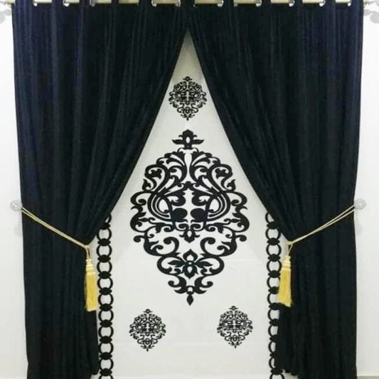 Blind Curtains Velvet Fabric Laser Cut Art – Black & White – @ Per Sqr Ft