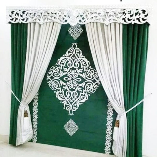 Blind Curtains Velvet Fabric Laser Cut Art – Green – @ Per Sqr Ft