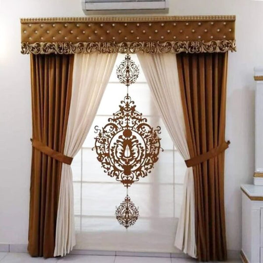Blind Curtains Velvet Fabric Laser Cut Art – Mustard – @ Per Sqr Ft