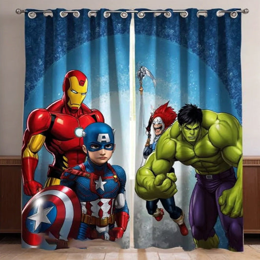 Captain America & Hulk Kids Room Curtains - 1 Curtain (Not included 2 Curtains)