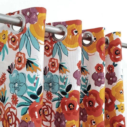 Duck Cotton Curtain - Colorful Flowers