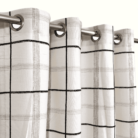 Duck Cotton Curtain - Checkered Off-White
