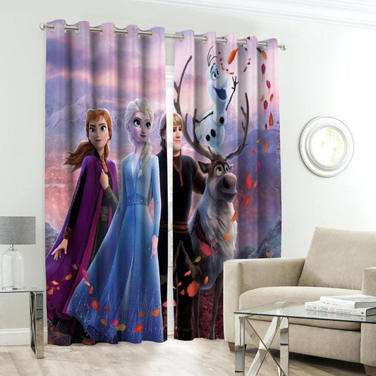 Anna Elsa Character Kids Room Curtains - 1 Curtain (Not included 2 Curtains)