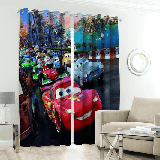 Cars Character Kids Room Curtains - 1 Curtain (Not included 2 Curtains) - Digital Print