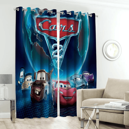 Cars2 Kids Room Curtains - 1 Curtain (Not included 2 Curtains) - Digital Print