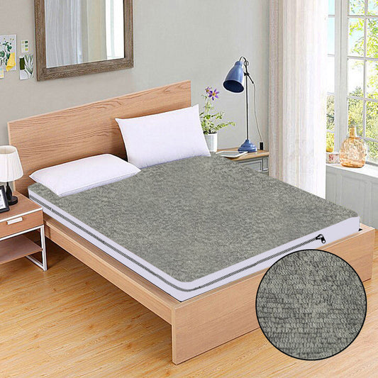 Zipper Water Proof Mattress Protector Terry Cotton Anti Mites & Bugs Grey