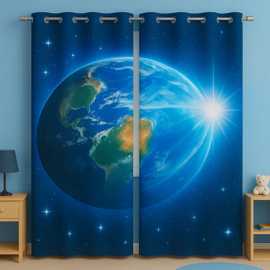 World Globe Kids Room Curtains - 1 Curtain (Not included 2 Curtains)